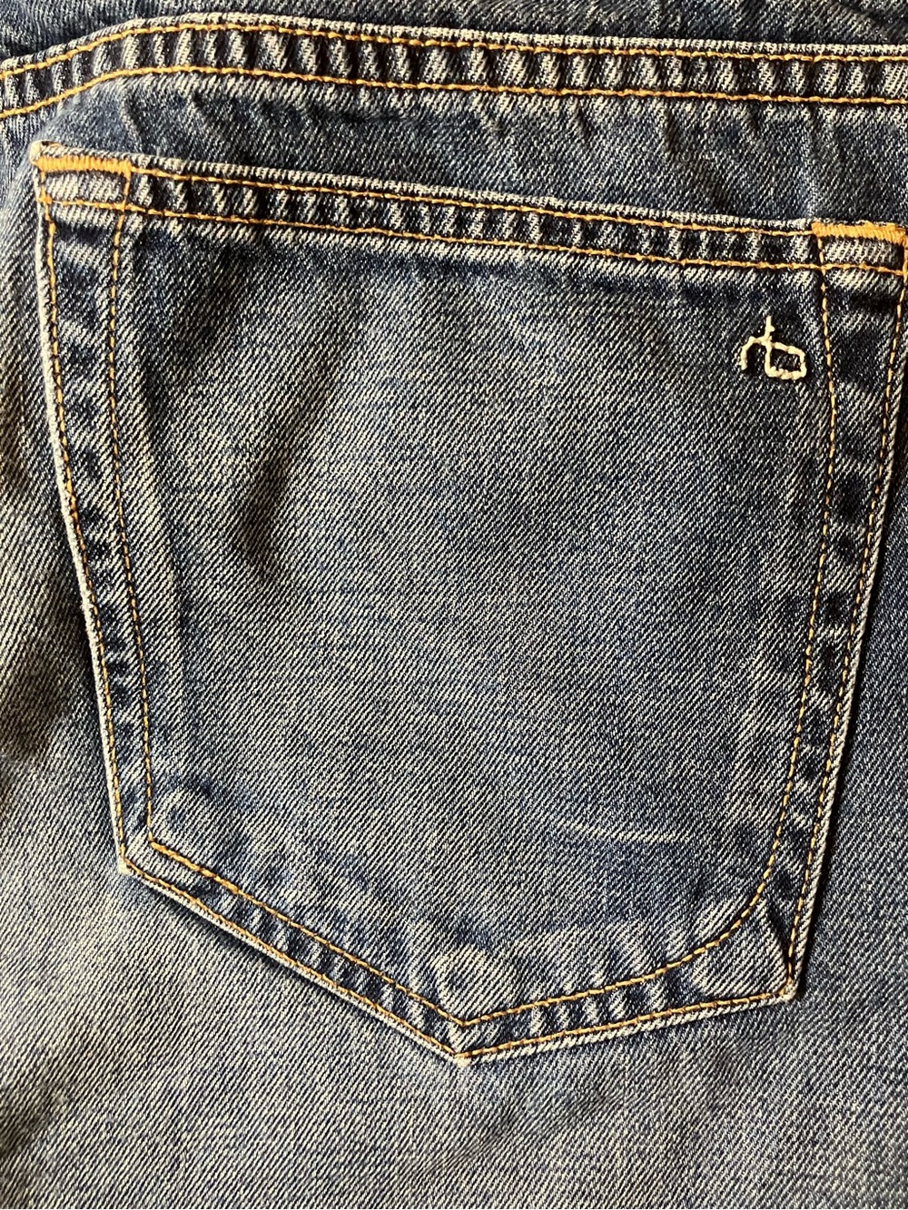 rag & bone jean shorts  in Faded Blue with Gold Stitching